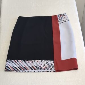 White House Black‎ Market Chic Black and Red Colorblock Skirt size 4